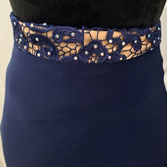 Royal Blue Long Formal Skirt With Lace Waistband Size 2 - Picture 6 of 10